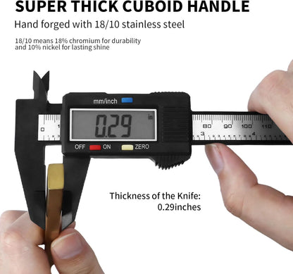 Stainless Steel Flatware Set Hand Forged 18/10 Silverware Set Cutlery Set Gold Cuboid Handle Matte Finished 40 Pieces Service for 8