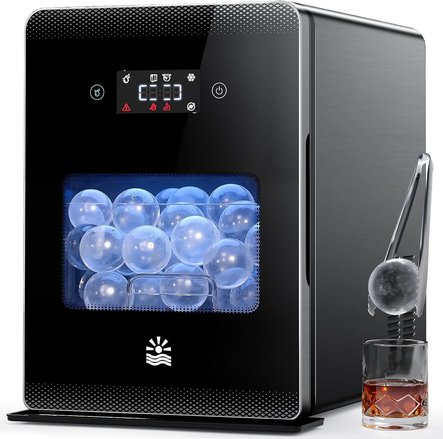 Whiskey Clear Ice-Ball Maker - 2" Slow-Melting Sphere Ice Maker, 4 pcs in 30 Mins 144 Pcs/Day, Round Cube Machine with Automatic Freeze Tech, Water Supply Self-Cleaning for Scotch, Bourbon