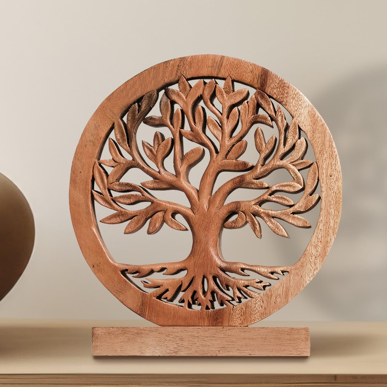 Decozen Solid Wood Tree of Life Sculpture - Home Decor, Living Room, Boho, Shelf, Coffee Table, Centerpiece Table Decorations, Mantle, Dining Table Centerpiece, Bathroom Shelf, Entryway, Farmhouse