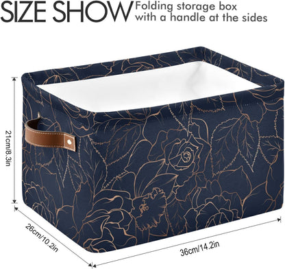 susiyo Foldable Storage Bins Storage Cubes Bin Baskets for Shelves with Handles Decorative Fabric Storage Baskets for Organizing Shelves Closet Nursery Home Toys 1 Pack，Navy Blue