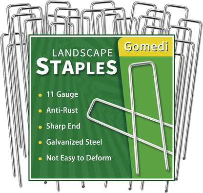 Landscape Staples 8 Inch 120 Pack, Garden Stakes Galvanized Garden Staples 11 Gauge, Plant Cover Stakes for Lawn Weed Barrier