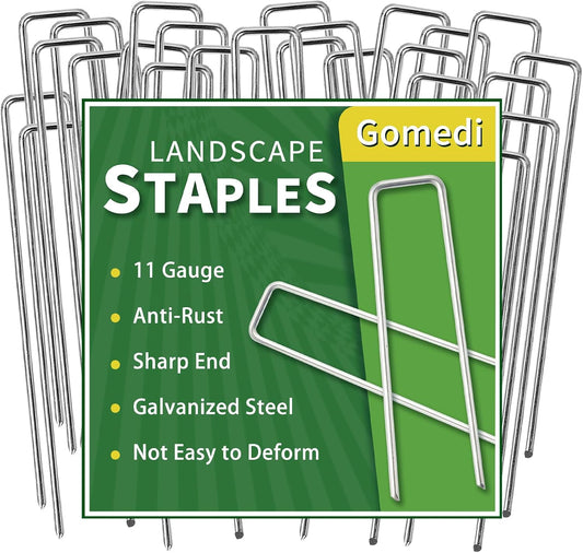Landscape Staples 8 Inch 120 Pack, Garden Stakes Galvanized Garden Staples 11 Gauge, Plant Cover Stakes for Lawn Weed Barrier