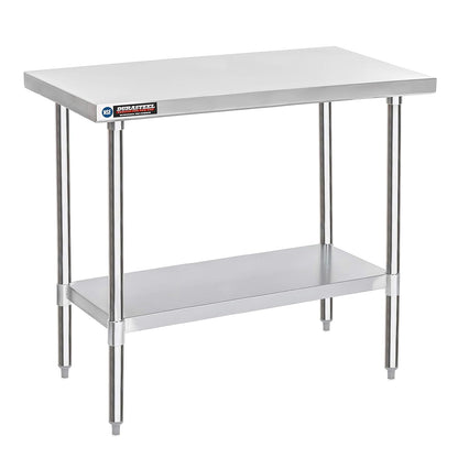 DuraSteel 30x48 Stainless Steel Work Table - NSF Commercial Prep Metal Table - Outdoor Pizza Oven Stand w/Under Shelf - Kitchen Island Laundry Utility Garage Microwave Stand Large Rolling Storage Cart