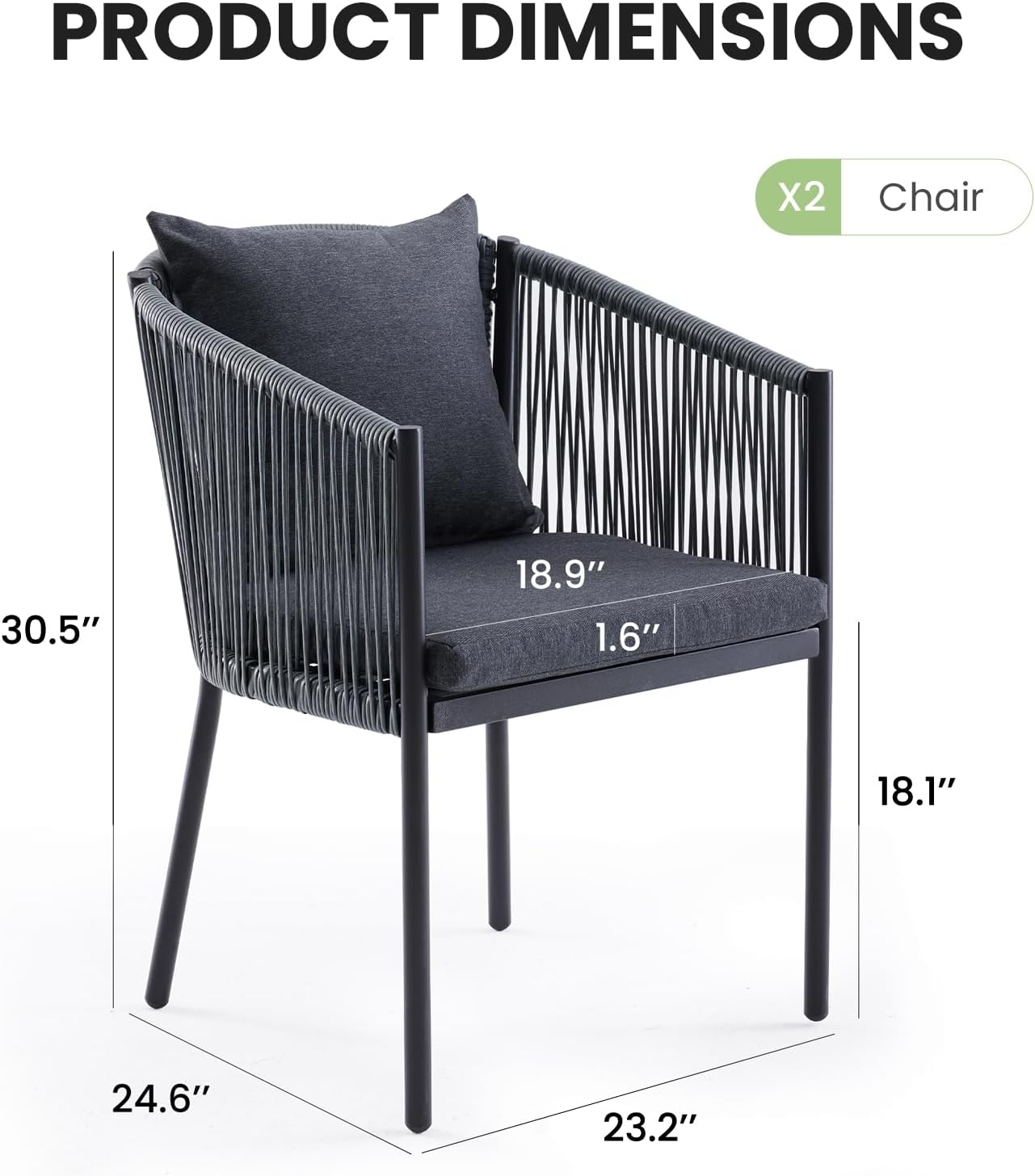 Soohow 6 Pieces Outdoor Chairs, Patio Dining Chairs, Rattan Wicker Chair Set with Cushions for Garden, Deck, Backyard(Grey)