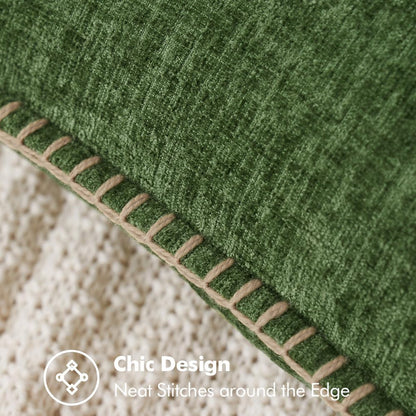 MIULEE Pack of 2 Fall Couch Pillow Covers 18x18 Inch Moss Green Farmhouse Decorative Throw Pillow Covers with Stitched Edge Soft Chenille Solid Dyed Pillow Covers for Sofa Bed Living Room