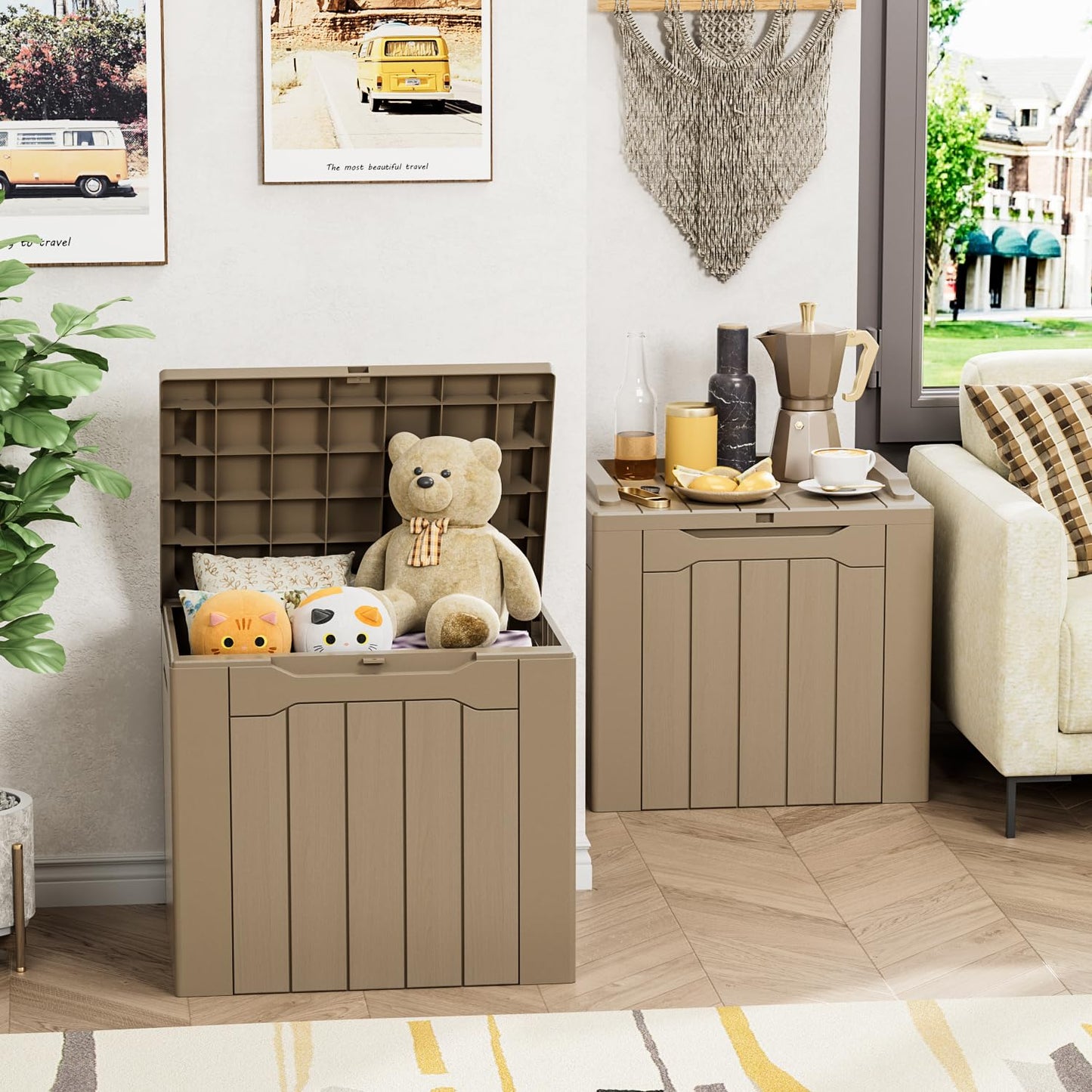 YESHOMY 30 Gal Plastic Storage Bins with Lid Stackable Box Organizers for Living Room, Office