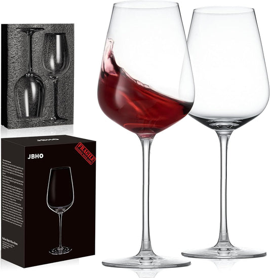 JBHO Hand Blown Italian Style Crystal Bordeaux Wine Glasses - Great Gift Packaging - Red Wine