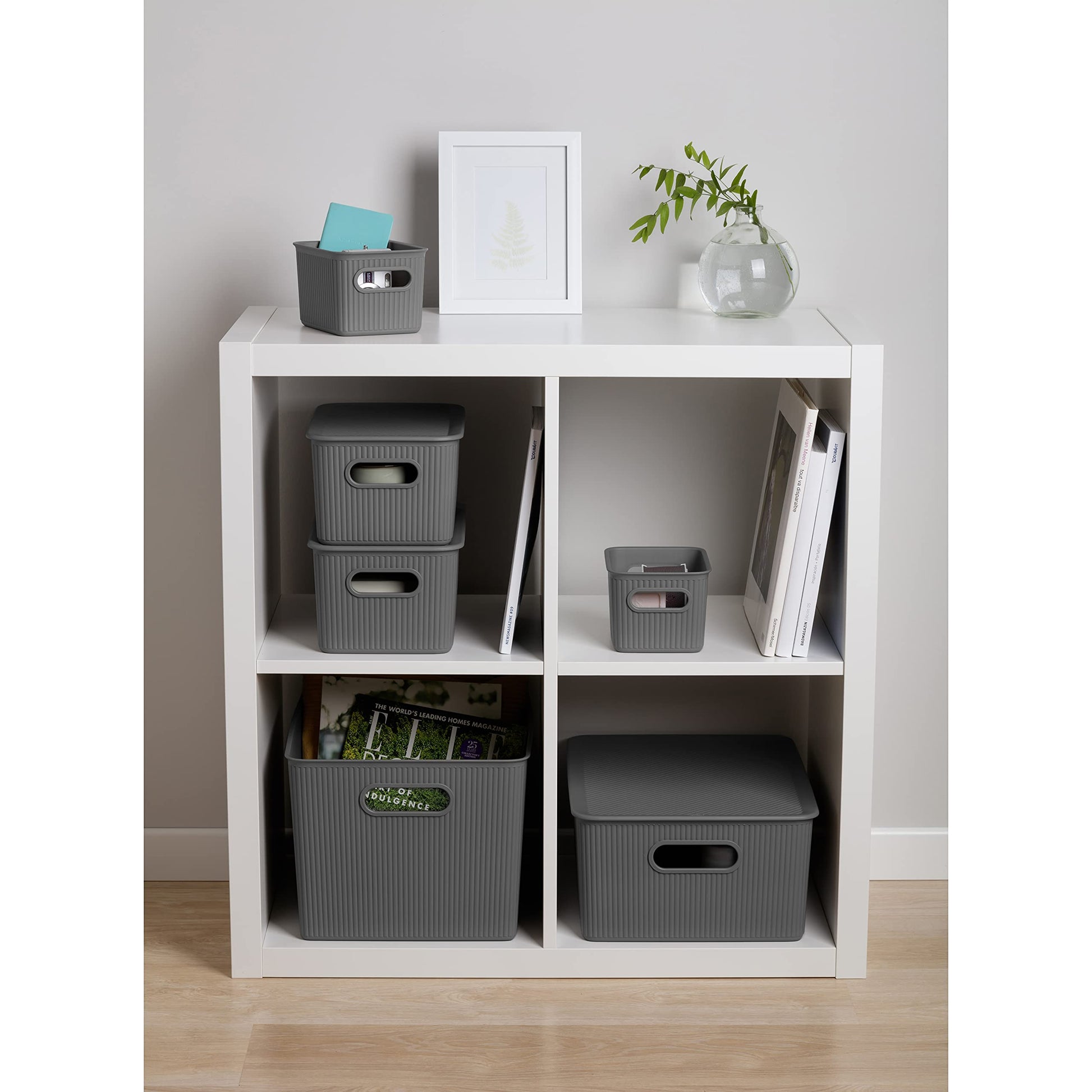 TATAY Baobab Multi-purpose Storage Basket Medium with Capacity for 5 Litres, Grey Anthracite, 18.1