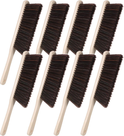 8 Pieces Woooden Dust Brush Hand Broom Bulk Bench Brush with Long Wood Handle Soft Bristle Whisk Broom for Counter Bed Sofa Bench Car Fireplace Clothes Household Cleaning