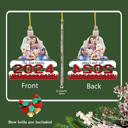 Personalized Christmas Ornament 2025, Photo Acrylic Customized Family Baby's Frist Christmas Ornament with Picture for Xmas Tree Decor Custom Gifts -Style2