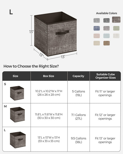 SONGMICS Storage Cubes, Set of 6, 13-Inch Foldable Closet Organizers