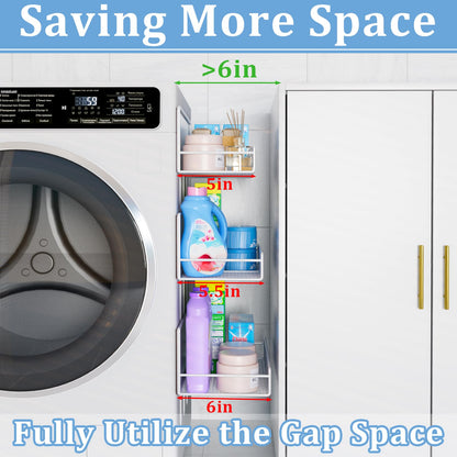 DTUQYX Magnetic Shelf for Washing Machine 4-Pack: Widen Magnetic Laundry Organizer (5"-6") with