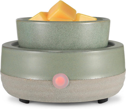 Wax Melt Warmer, Ceramic Electric Candle Wax Warmer 3-in-1 Oil Burner Fits Yankee Large Jar, Scented Candle Holder for Home Decor Thanksgiving Christmas Day Gifts (02-Light Green)