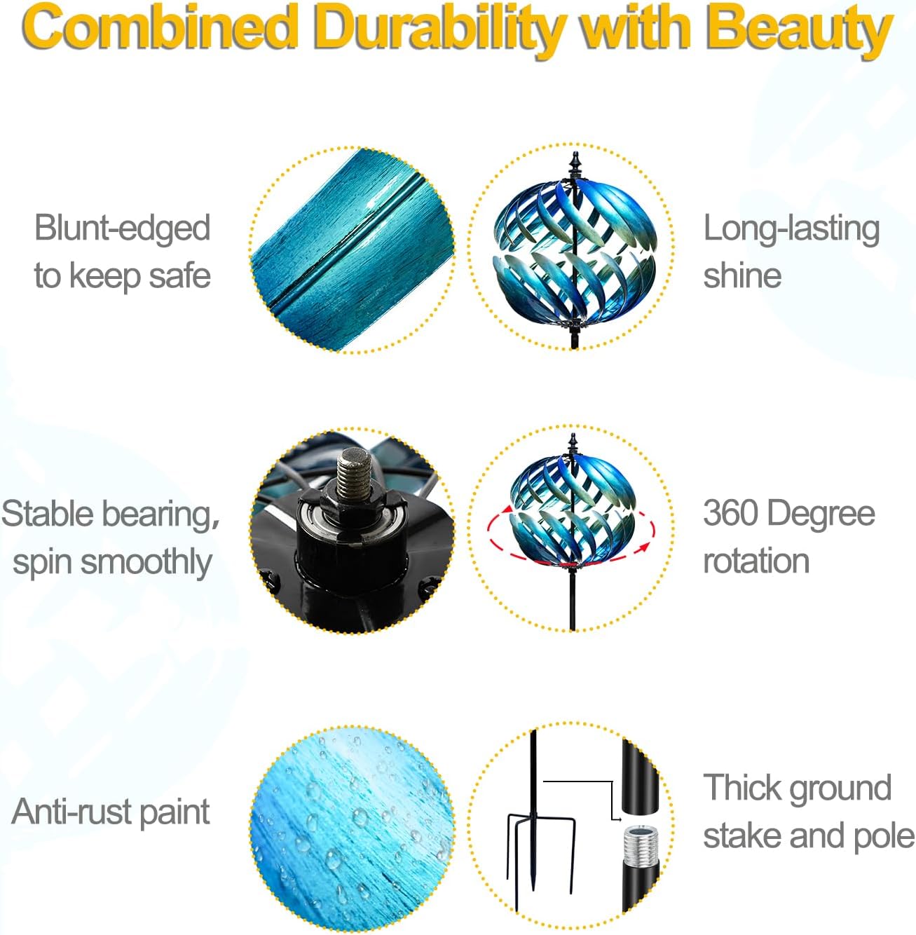 LimeHill Wind Spinner for Yard and Garden - Large Metal Kinetic Wind Sculptures for Outdoor Decorations