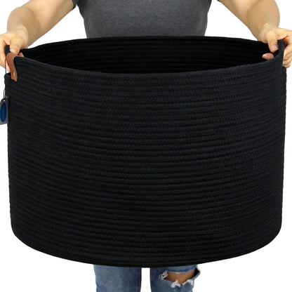 Casaphoria XXXLarge Cotton Rope Basket for Living Room - Woven Storage Basket with Handle for