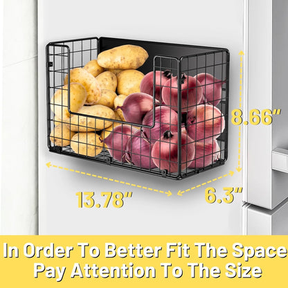 Magnetic Shelf for Fridge, Fruit Potato & Onion Storage Bins, Pantry Organizers & Storage, Large Container Magnetic Basket for Refrigerator, Kitchen Counter, Cabinet, Magnetic Fridge Organizer