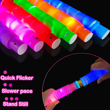 Halloween Glow Sticks Toys Gifts for Toddlers-6 PCS Light Up Pop Tube Party Favors for Kids,LED Bracelet Necklace Accessories,Fun Camping Essentials Games Activities Camp Gear Stuff for Boys Girls