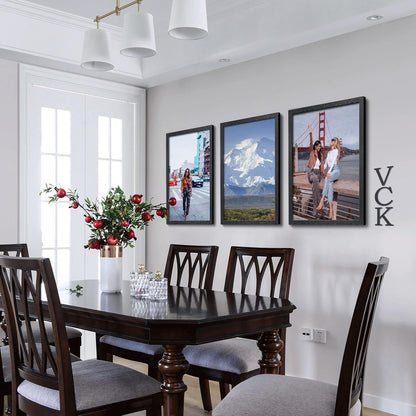 VCK 20x28 Poster Frame Set of 3 - Black, Textured Exclusive Solid Wood Picture Frames, Wall Hanging