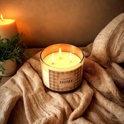 96NORTH Fresh Linen & Soft Amber Candle | Large 3 Wick Jar Candle | 12 Oz Up to 50 Hours Burning Time | 100% All Natural Soy Wax | Relaxing Aromatherapy Candle | Housewarming Gift for Women and Men