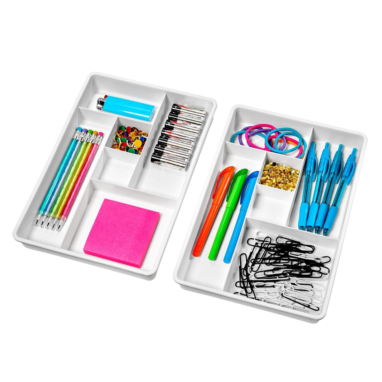 madesmart Classic 2 Piece Drawer Organizer, White
