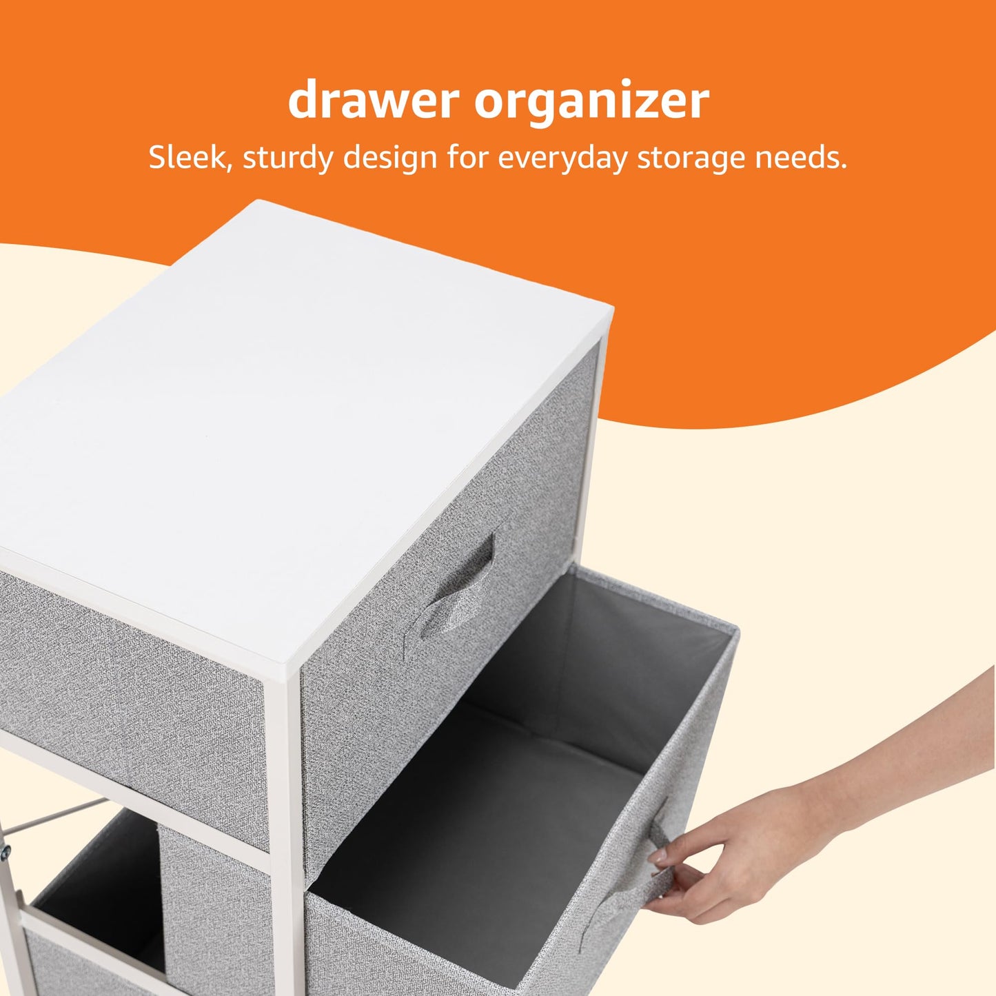 Amazon Basics Fabric 4-Drawer Storage Organizer Unit for Closet, Bedroom, White