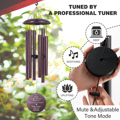 ASTARIN 36" Large Deep Tone Personalized Sympathy Wind Chimes, Memorial Wind Chime for Loss of Mother Father Loved One, Bereavement Gifts Decor Outdoor Patio Garden Graveyard(Produced in USA)