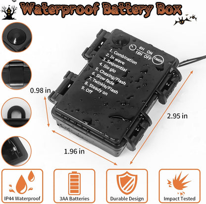 Halloween Horror Atmosphere Lights, Orange&Purple LED String Lights with 9.9FT Creepy Black Gauze, Battery Powered with Timer & 8 Flashing Modes (Purple)