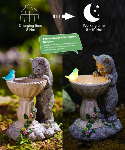 Cat Statues for Bird Bath: Outdoor Sculptures for Garden Lawn Patio Yard Balcony Porch - Unique Gifts for Mother Grandma Women