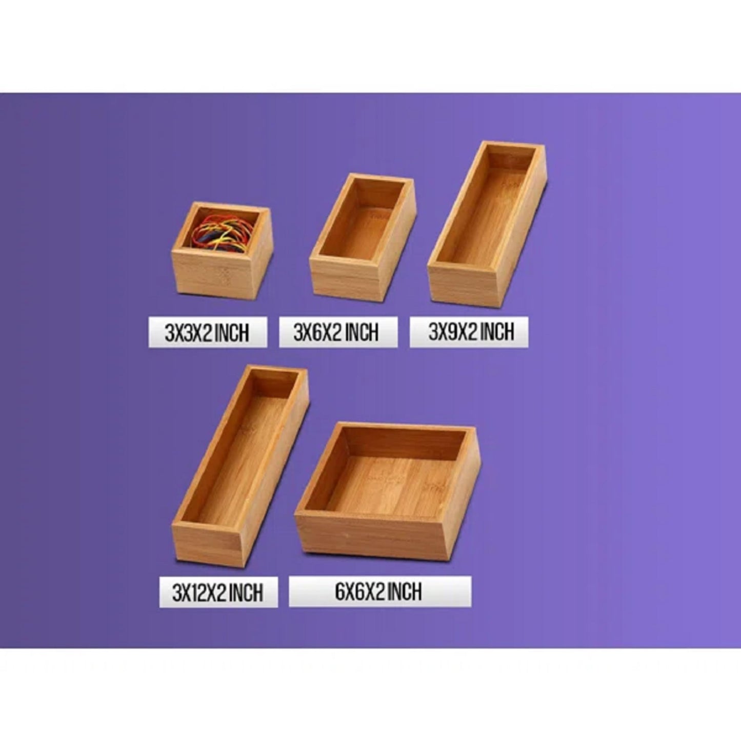 YBM Home Bamboo Drawer Organizer Storage Box for Kitchen Drawer, Junk Drawer, Office, Bedroom