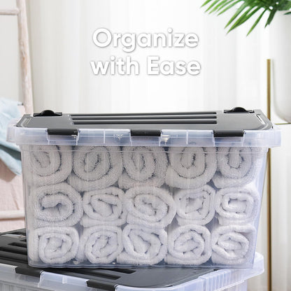 Superio Storage Bins with Lids, Clear Plastic Containers for Organizing, Stackable Totes, BPA Free