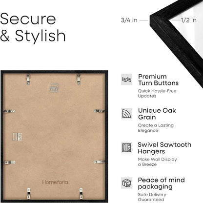 Homeforia 14x20 Double Diploma Frame, High End Oak 14 x 20 Black Wood Certificate Frames with Mat for Two 8.5x11 Diplomas, 20x14 Wooden Dual Award Graduation Frames, Tempered Glass, Wall Kit, Set of 1