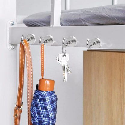 MIKEDE Magnetic Hooks, 80 Lbs Heavy Duty Earth Magnets with Hooks for Cruise Cabin, 10 Pcs Strong Locker Magnetic Hooks for Hanging, Metal Magnetic Hanger for Classroom, Grill, Fridge, Kitchen