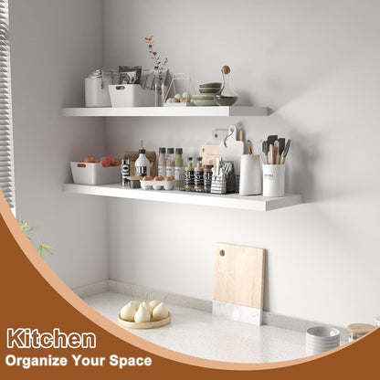 12 Inch Deep Floating Shelves for Wall 1 Pack White Floating Shelves Large Storage Space Wall Mount Shelf for Living Room Kitchen Bathroom 36" W x 12" D x 1.2" H White