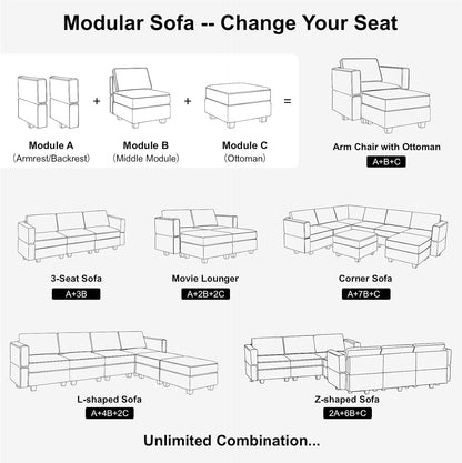 Belffin Modular Sofa Armrest Backrest Module for Modular Sectional Sofa Couch Side Armrest, Backrest Velvet Grey