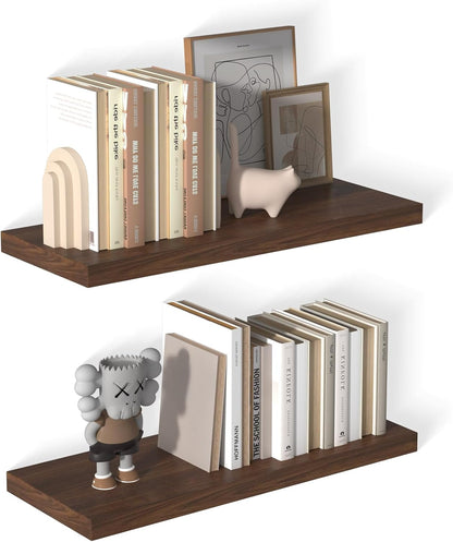 12 Inch Deep Floating Shelves for Wall 2 Pack Floating Shelves Large Storage Space Wall Mount Shelf for Living Room Kitchen Bathroom 30" W x 12" D x 1.2" H Walnut