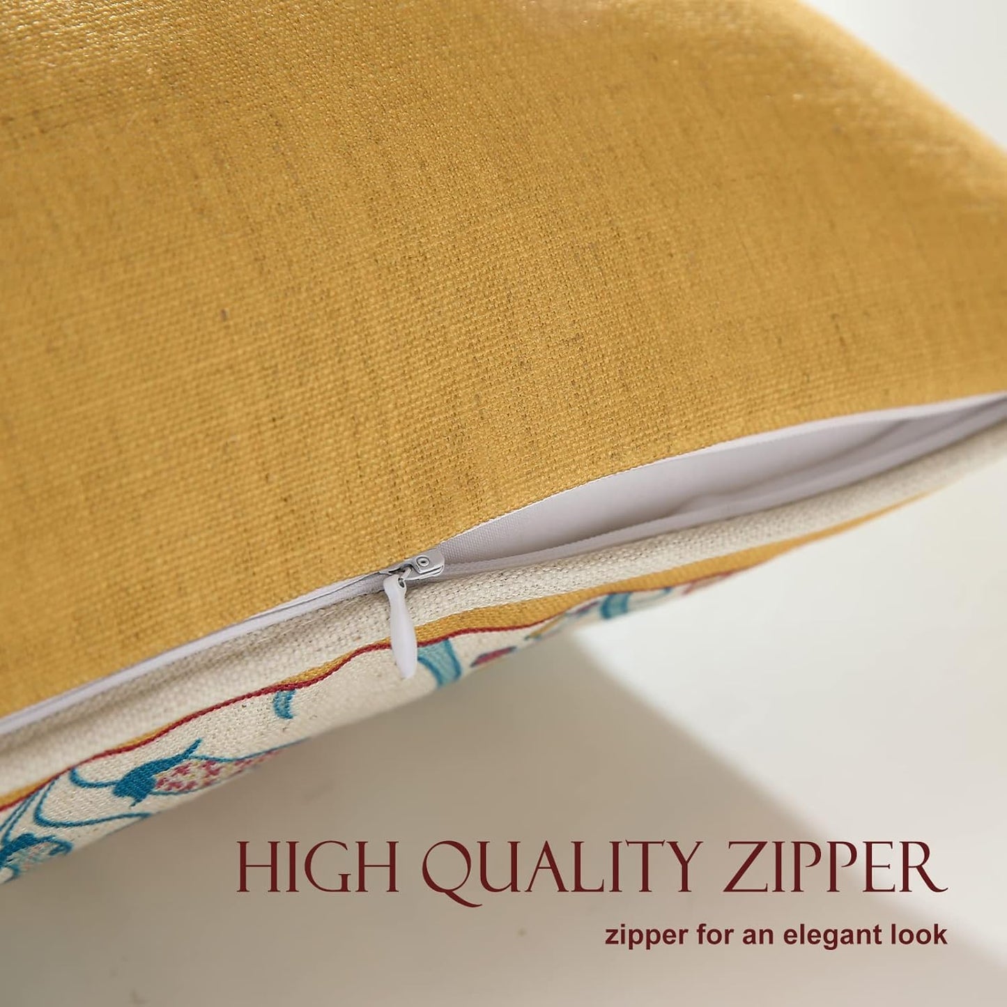 patdrea Design Yellow Linen Throw Pillow Covers Pack of 4, French Square Lumbar Round Pillowcase, Soft Durable Cushion Cases Pillowcase for Couch Bedroom Car Living Room 4 PCS