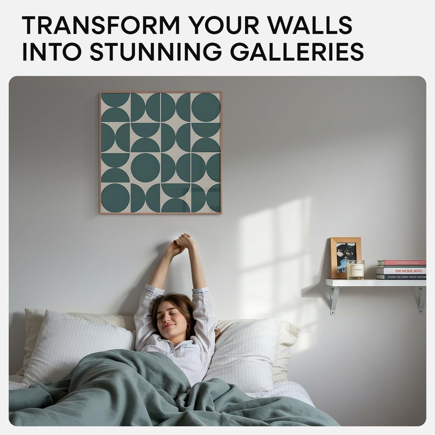 Homeforia 24x24 Picture Frame Rose Gold, High End Metal 24 x 24 Large Square Poster Frame with Mat 20 by 20 inch Photo, 24by24 Thin Frames Matted to 20x20 for Print, Tempered Glass, Wall Kit, Set of 1