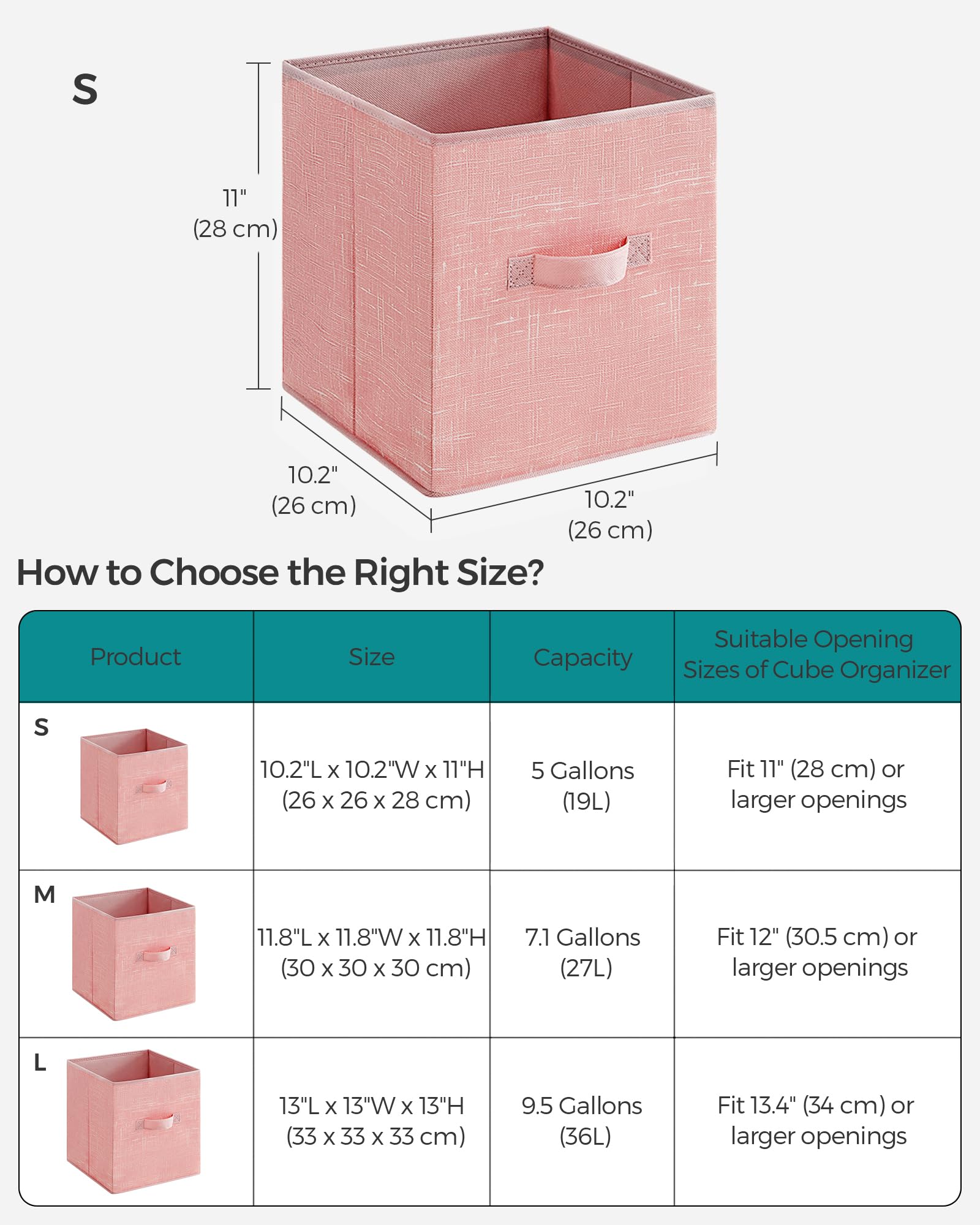 SONGMICS Storage Cubes, Set of 6, 11-Inch Foldable Closet Organizers