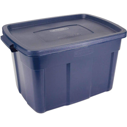 Rubbermaid Roughneck Tote 25 Gal, 4 Pack, Made in USA, Dark Indigo Metallic, Rugged Plastic