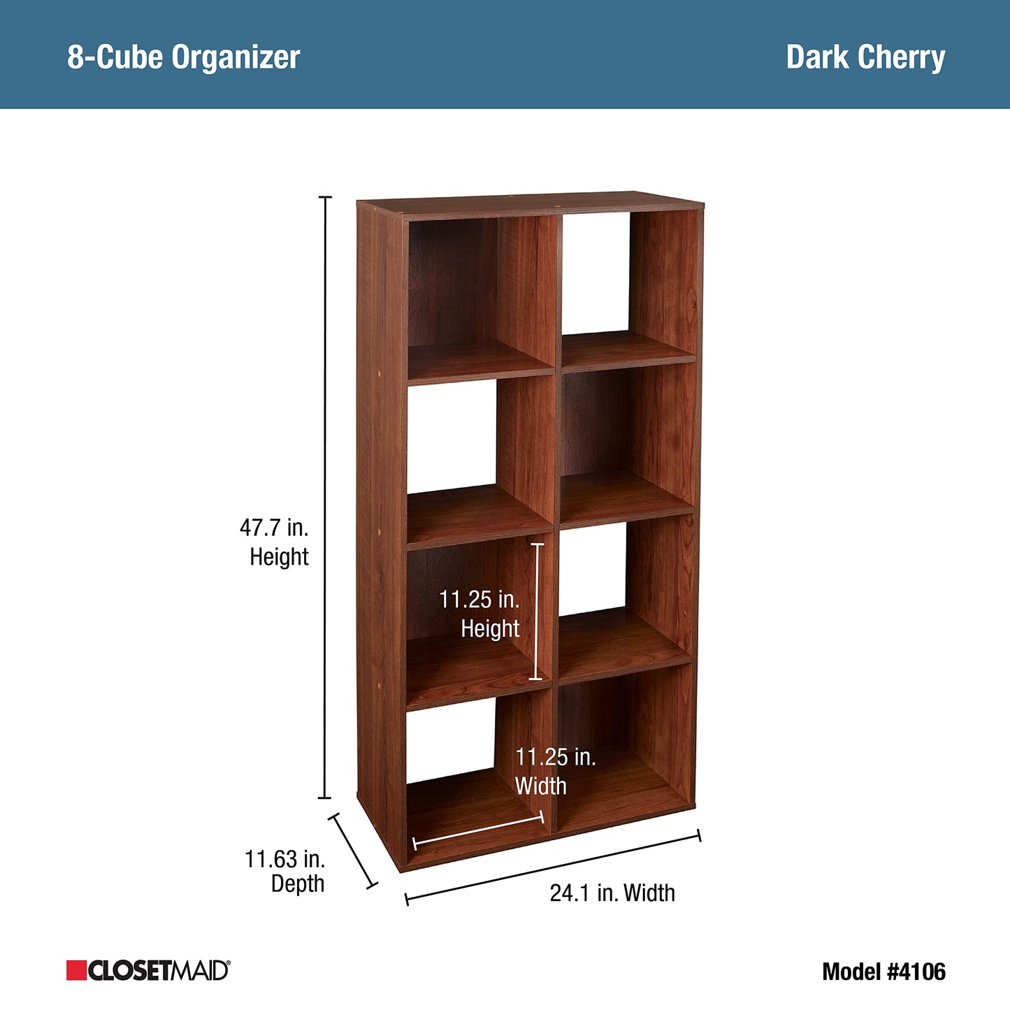 ClosetMaid Cubeicals 8 Cube Storage Shelf Organizer Bookshelf, Stackable, Vertical or Horizontal