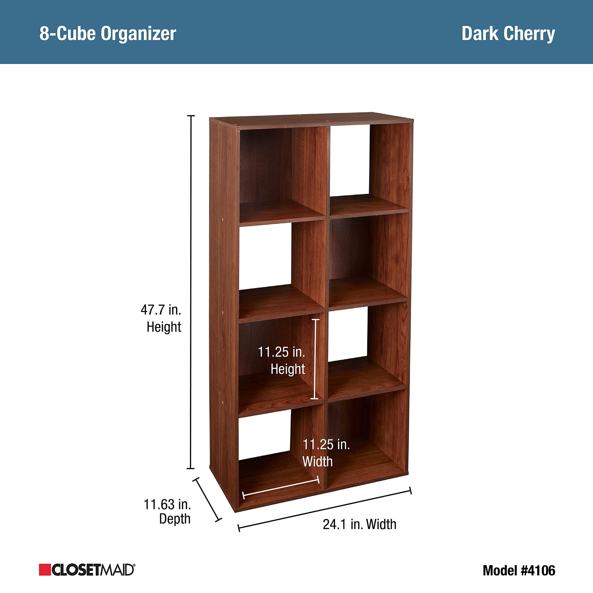 ClosetMaid Cubeicals 8 Cube Storage Shelf Organizer Bookshelf, Stackable, Vertical or Horizontal