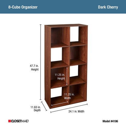 ClosetMaid Cubeicals 8 Cube Storage Shelf Organizer Bookshelf, Stackable, Vertical or Horizontal