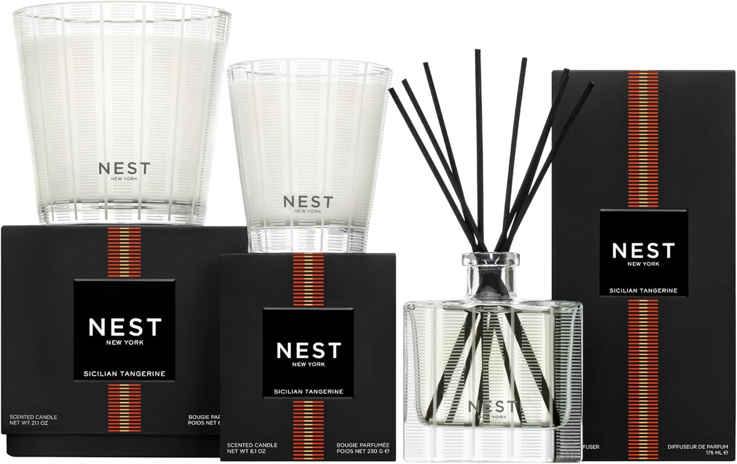 NEST New York Scented Classic Candle, Sicilian Tangerine - 8.1 oz - Up to 60-Hour Burn Time - Reusable Glass Vessel