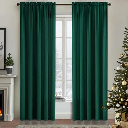 MIULEE Hunter Green Privacy Sheer Curtains That Let Light in 72 Inches Long Non-See-Through Semi Sheer Curtain Light Filtering Window Christmas Drapes for Living Room Bedroom 2 Panels Set 42 X 72