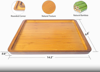 Bamboo Serving Tray – Two Sizes for Breakfast, Tea, Coffee & Snacks – Eco-Friendly Wooden Tray for Bed, Kitchen, Coffee Table, or Decorative Use