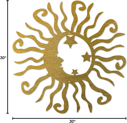 Riverside Designs Wacky Solar Moon Metal Wall Art Steel Outdoor Decor | Heavy-Duty and Waterproof | Made in USA (Gold, 30L x 30W)