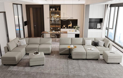 Belffin Modular Sectional Sofa with Storage Seats Velvet L Shaped Corner Couch Convertible Sectional Sofa with Chaise (Grey, L Shape-1)…