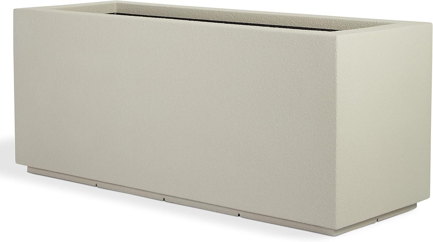 PolyStone Milan Tall Modern Outdoor/Indoor Rectangular Trough Planter, 46" L X 17" W X 19" H, Lightweight, Heavy Duty, Weather Resistant, Polymer Finish, Commercial and Residential (Greige)