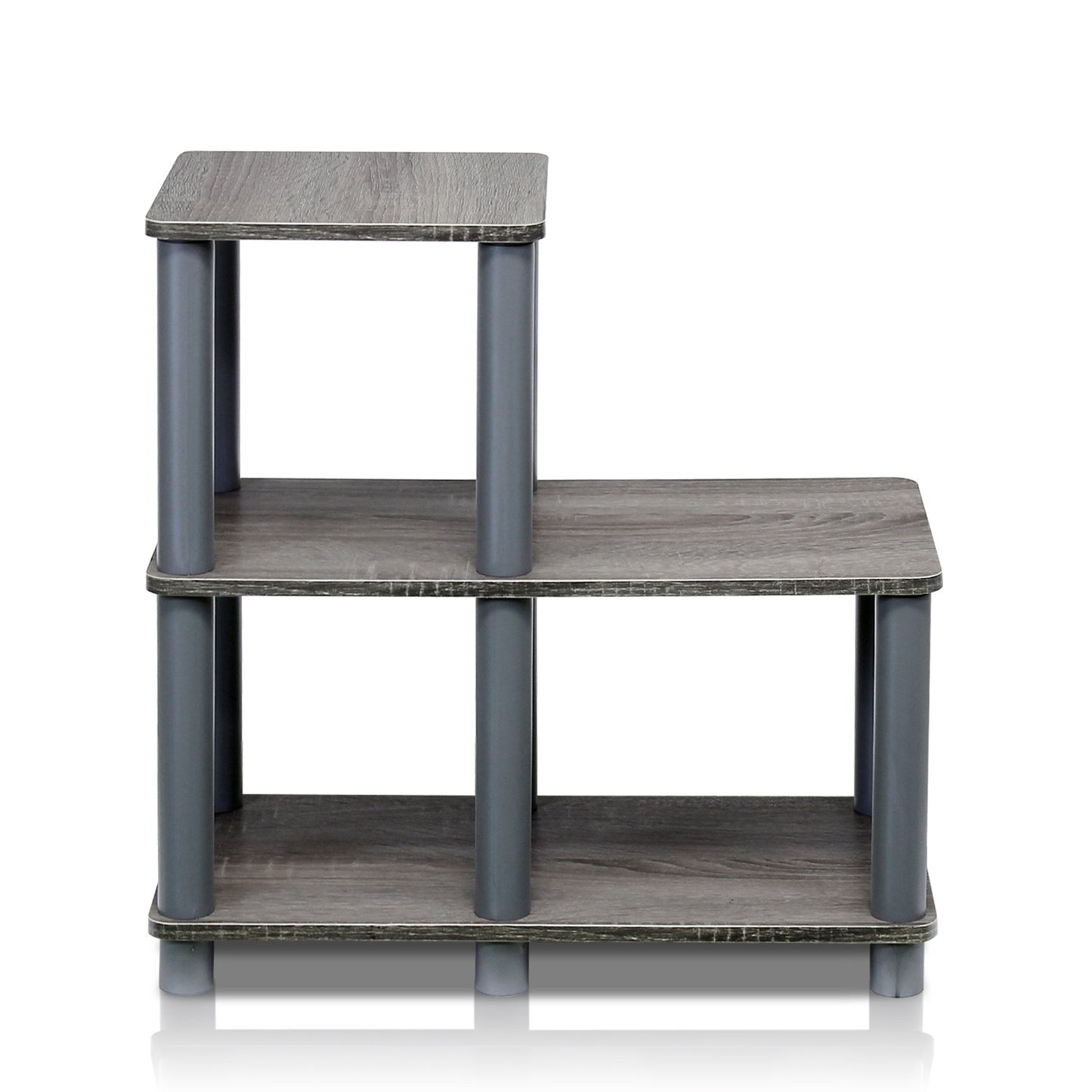 Furinno TURN-N-TUBE Storage Shelves, 2-Tier Ladder Shape Book Shelf with Open Frame Design, 3-Cube