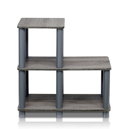 Furinno TURN-N-TUBE Storage Shelves, 2-Tier Ladder Shape Book Shelf with Open Frame Design, 3-Cube